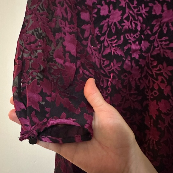 New CLUB MONACO Burnout Long Sleeve Swing Mini Dress Pink Mix Rose - Picture 6 of 10